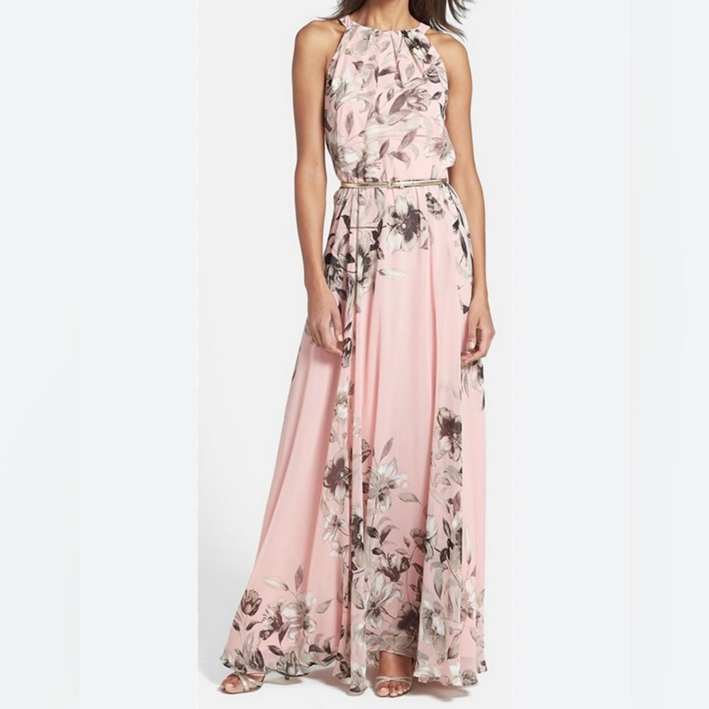 Eliza J Floral Chiffon Maxi Dress size 4